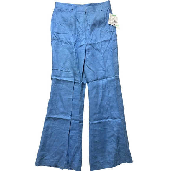 Nine West Linen Wide Leg Pants Blue Size 8 NWT High Rise Dress Trousers $89 MSRP - Picture 2 of 13